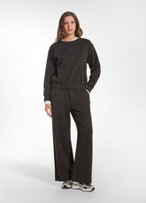 JACQUARD AND LUREX CREW-NECK SWEATSHIRT - MULTICOL - DARK BROWN | DEHA