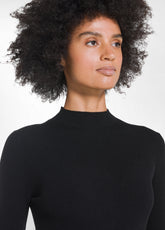 MAGLIA IN LANA A COSTE CON COLLO A VULCANO NERO - BLACK | DEHA
