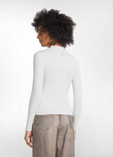 RIBBED WOOL MOCK-NECK SWEATER - WHITE - SOFT IVORY | DEHA
