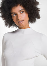 RIBBED WOOL MOCK-NECK SWEATER - WHITE - SOFT IVORY | DEHA