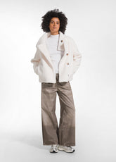 RIBBED WOOL MOCK-NECK SWEATER - WHITE - SOFT IVORY | DEHA