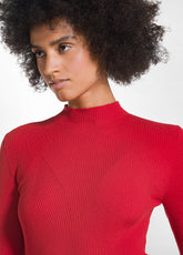 MAGLIA IN LANA A COSTE CON COLLO A VULCANO ROSSO - FLAME RED | DEHA
