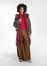 MAGLIA IN LANA A COSTE CON COLLO A VULCANO ROSSO - FLAME RED | DEHA