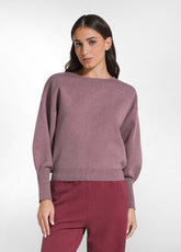 PONTE DI ROMA BOAT NECK JUMPER - MULTICOLOR - EGGPLANT VIOLET | DEHA