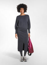 GREY PONTE KNIT MIDI SKIRT | DEHA
