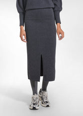 COMPLETO MAGLIA SCOLLO A BARCA E GONNA LONGUETTE PUNTO MILANO GRIGIO - | DEHA