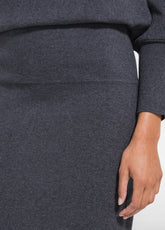 GREY PONTE KNIT MIDI SKIRT | DEHA