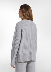 MAGLIONE LUNGO SCOLLO A V CON PAILLETTES GRIGIO - GREY MELANGE | DEHA
