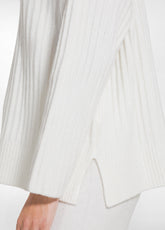 LONG V-NECK SEQUINED SWEATER - WHITE - SOFT IVORY | DEHA