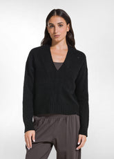 SEQUIN V-NECK SWEATER - BLACK - BLACK | DEHA