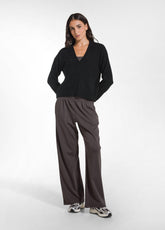 SEQUIN V-NECK SWEATER - BLACK - BLACK | DEHA
