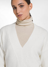 SEQUIN V-NECK SWEATER - WHITE - SOFT IVORY | DEHA