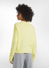 MAGLIONE SCOLLO A V CON PAILLETTES GIALLO - VIBRANT YELLOW | DEHA