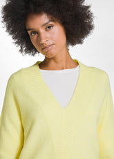 MAGLIONE SCOLLO A V CON PAILLETTES GIALLO - VIBRANT YELLOW | DEHA