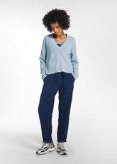 SEQUIN V-NECK SWEATER - BLUE - Sweaters | DEHA