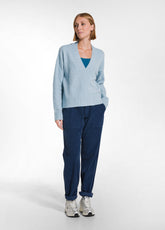 SEQUIN V-NECK SWEATER - BLUE - FOGGY LIGHT BLUE | DEHA