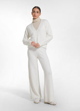 SEQUIN KNIT TROUSERS - WHITE - SOFT IVORY | DEHA