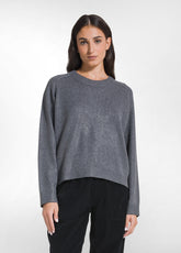 LAMINATED WOOL CREW NECK SWEATER - GREY - GREY | DEHA