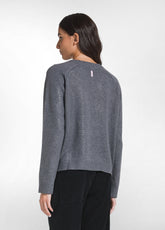 LAMINATED WOOL CREW NECK SWEATER - GREY - GREY | DEHA