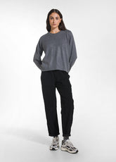 LAMINATED WOOL CREW NECK SWEATER - GREY - GREY | DEHA