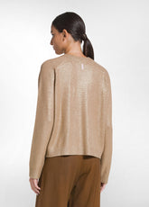 LAMINATED WOOL CREW NECK SWEATER - BROWN - CAMEL BROWN | DEHA