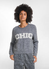 MAGLIONE GIROCOLLO CON SCRITTA JACQUARD GRIGIO - DARK GREY MEL | DEHA