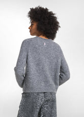 MAGLIONE GIROCOLLO CON SCRITTA JACQUARD GRIGIO - DARK GREY MEL | DEHA