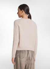 RUNDHALSSTRICKPULLOVER MIT JACQUARD-SCHRIFTZUG - M - LIGHT FRENCH BEIGE | DEHA