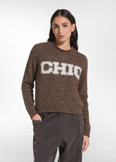 MAGLIONE GIROCOLLO CON SCRITTA JACQUARD OTHER - KHAKI BEIGE | DEHA