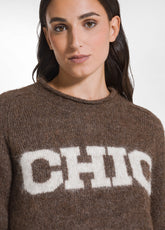 MAGLIONE GIROCOLLO CON SCRITTA JACQUARD OTHER - KHAKI BEIGE | DEHA
