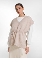 GILET OVER IN ALPACA CON SCOLLO A V OTHER - LIGHT FRENCH BEIGE | DEHA