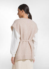 OVERSIZED V-NECK ALPACA VEST - MULTICOLOR - LIGHT FRENCH BEIGE | DEHA