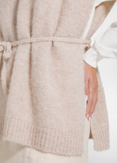 OVERSIZED V-NECK ALPACA VEST - MULTICOLOR - LIGHT FRENCH BEIGE | DEHA