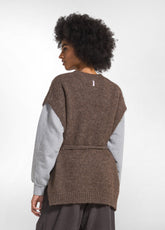GILET OVER IN ALPACA CON SCOLLO A V OTHER - KHAKI BEIGE | DEHA