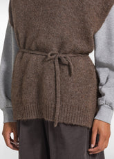 GILET OVER IN ALPACA CON SCOLLO A V OTHER - KHAKI BEIGE | DEHA