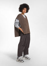 GILET OVER IN ALPACA CON SCOLLO A V OTHER - KHAKI BEIGE | DEHA