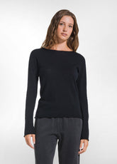 LIGHTWEIGHT WOOL CREW-NECK SWEATER - BLACK - BLACK | DEHA