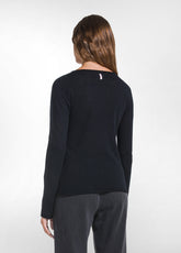 LIGHTWEIGHT WOOL CREW-NECK SWEATER - BLACK - BLACK | DEHA