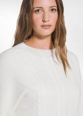 MAGLIONE IN ALPACA A TRECCE BIANCO - SOFT IVORY | DEHA