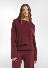 MAGLIONE IN ALPACA A TRECCE ROSSO - CHERRY RED | DEHA