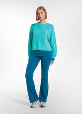 MAGLIONE IN ALPACA A TRECCE VERDE - AQUA JADE GREEN | DEHA