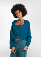SHORT ALPACA CARDIGAN - GREEN - TEAL GREEN | DEHA
