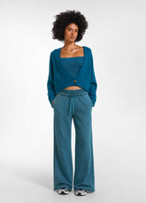 SHORT ALPACA CARDIGAN - GREEN - TEAL GREEN | DEHA