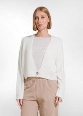 SHORT ALPACA CARDIGAN - WHITE - SOFT IVORY | DEHA