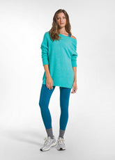 MAGLIONE LUNGO ALPACA SCOLLO V RETRO VERDE - AQUA JADE GREEN | DEHA