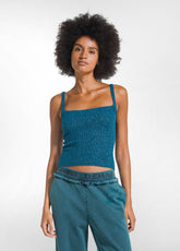 TOP IN MAGLIA LUREX VERDE - TEAL GREEN | DEHA