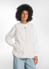 GILET TEDDY EFFETTO SUEDE CON ZIP BIANCO - SOFT IVORY | DEHA
