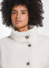 SUEDE-EFFECT TEDDY PEA COAT - WHITE - SOFT IVORY | DEHA