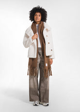 SUEDE-EFFECT TEDDY PEA COAT - WHITE - SOFT IVORY | DEHA