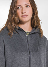 GIACCA LUNGA IN LANA CON CAPPUCCIO E ZIP GRIGIO - GREY | DEHA